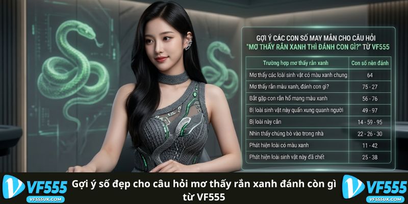 Mơ Thấy Rắn Xanh Đánh Con Gì? Chốt 64 Đổi Đời Hôm Nay 2 Gợi ý số đẹp cho câu hỏi mơ thấy rắn xanh đánh còn gì từ VF555