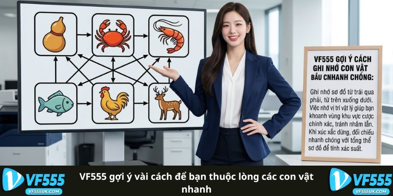 Cách Nhớ 6 Mặt Bầu Cua Hiệu Quả Với Mẹo Liên Tưởng Dễ Hiểu 3 VF555 gợi ý vài cách để bạn thuộc lòng các con vật nhanh
